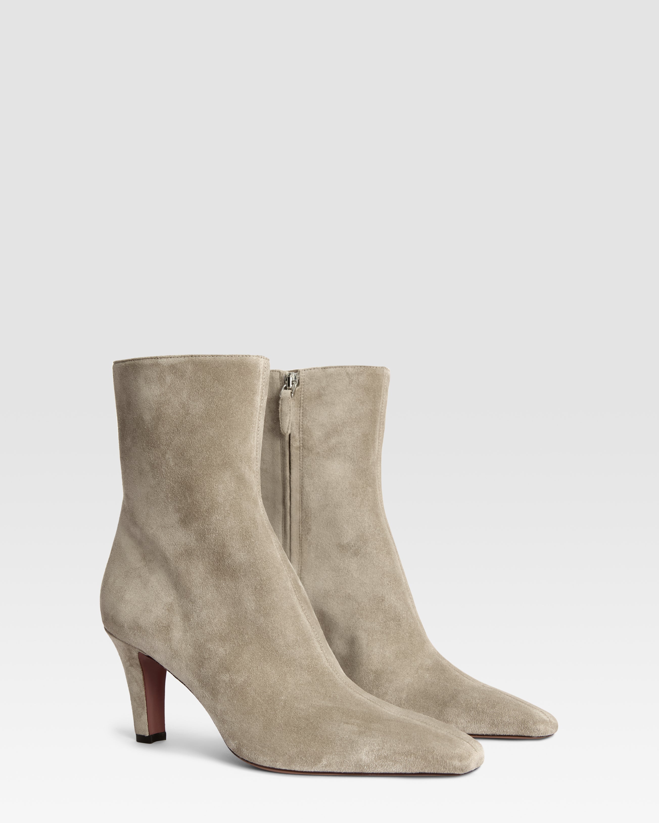 Ankle boots in stone calf suede leather