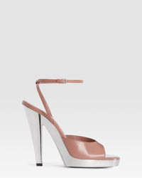 Sandalo in pelle lucida con plateau — SILVER-TEXAS ROSE