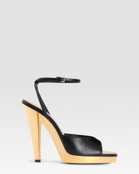 Sandalo in pelle lucida con plateau — GOLD-BLACK