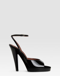 SANDALO IN VERNICE CON PLATEAU — BLACK
