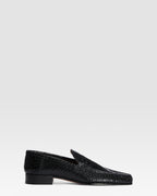 Loafers in black printed python leather