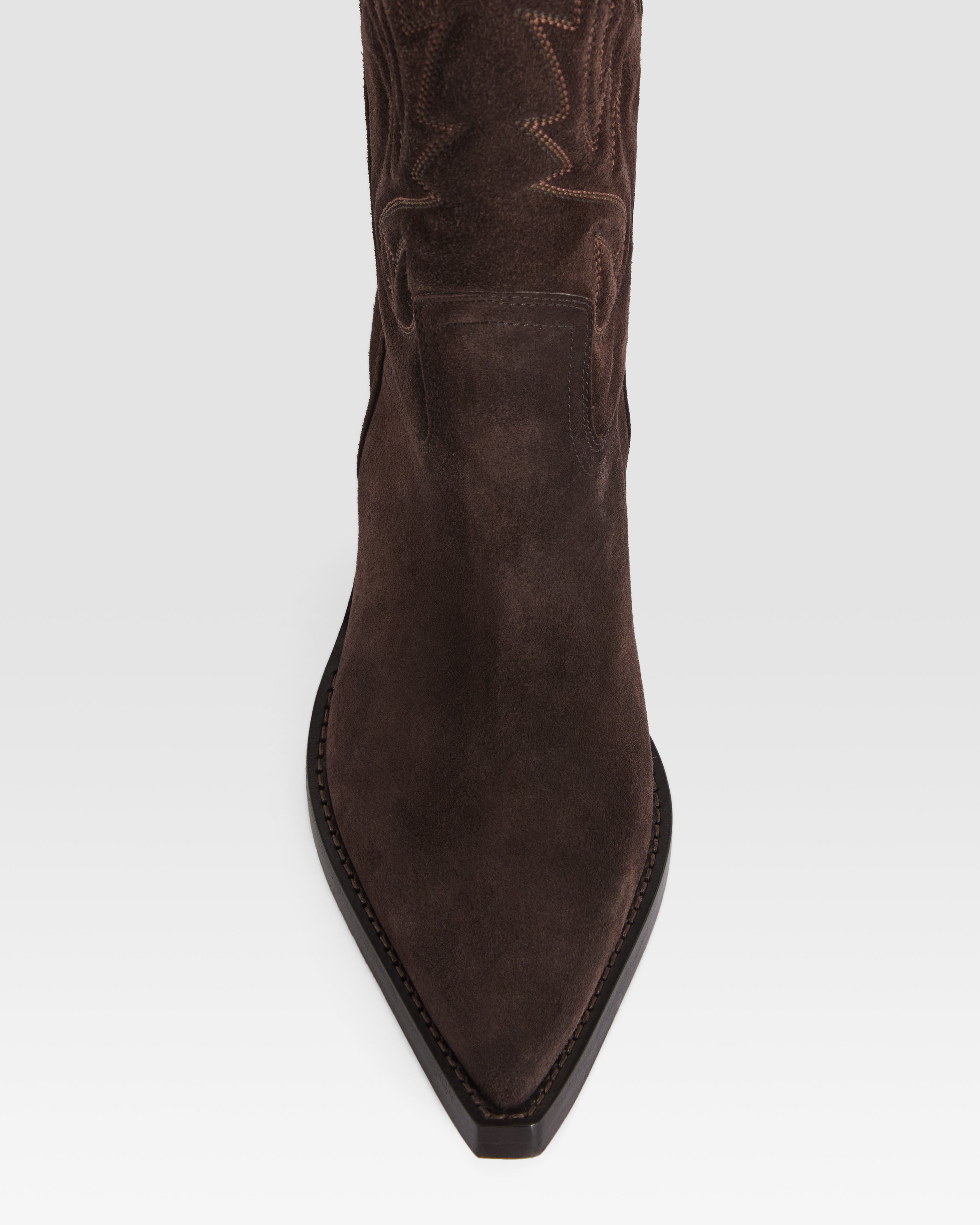 Texan boots in ebony calf suede leather