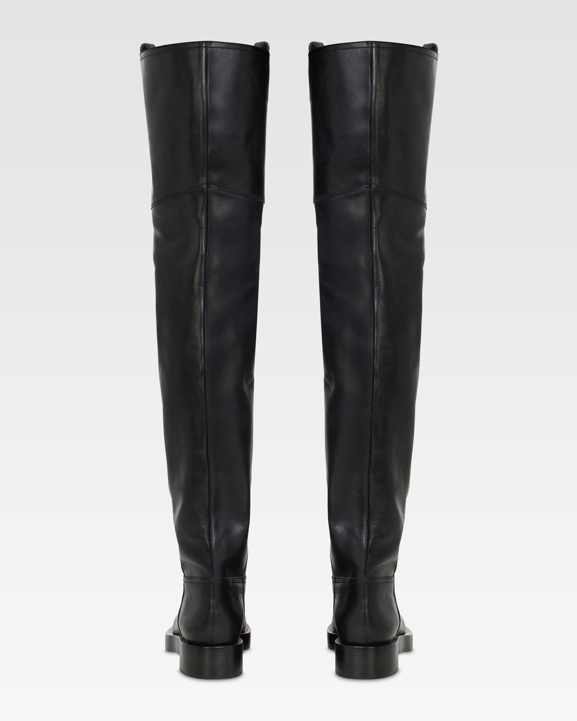 Over-the-knee boots in black calf leather.
