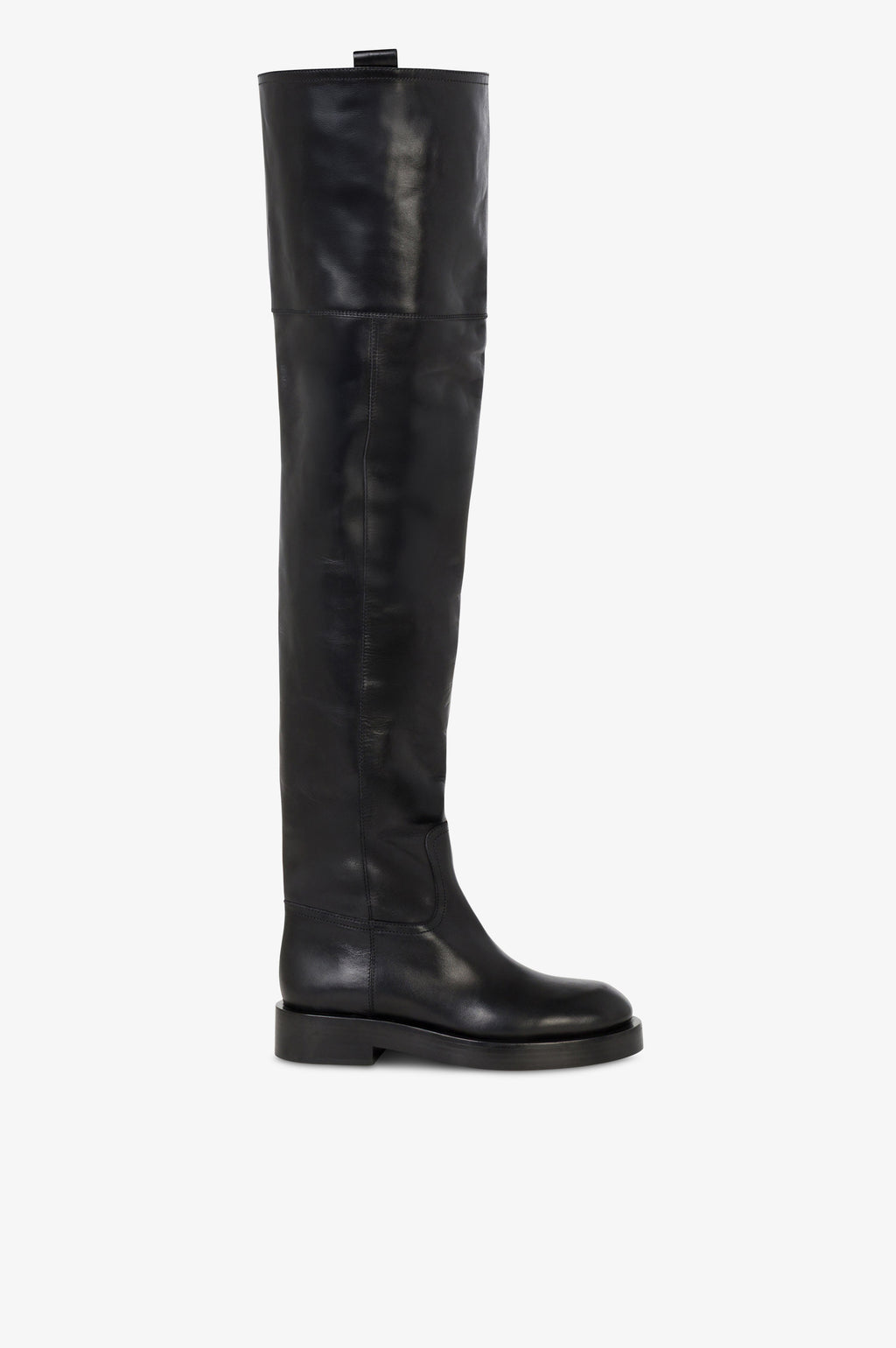 Over-the-knee boots in black calf leather.