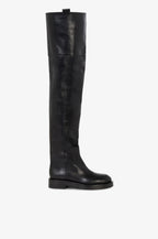 Over-the-knee boots in black calf leather.