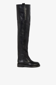 Over-the-knee boots in black calf leather.
