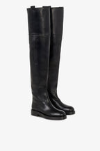 Over-the-knee boots in black calf leather.