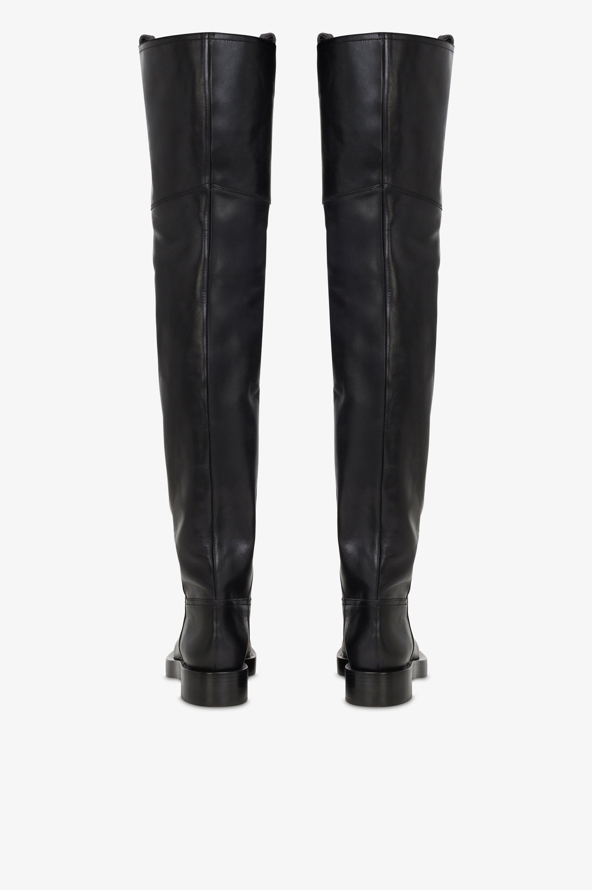 Over-the-knee boots in black calf leather.