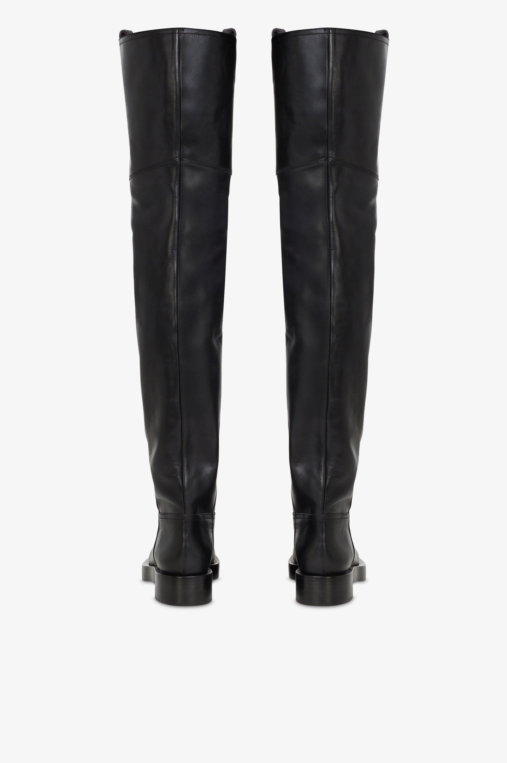 Over-the-knee boots in black calf leather.