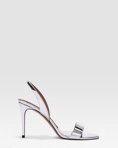 METALLIC LEATHER SANDAL WITH MIRROR EFFECT
