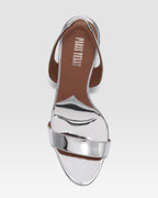 METALLIC LEATHER SANDAL WITH MIRROR EFFECT