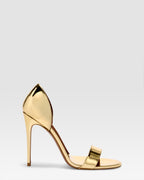 METALLIC LEATHER SANDAL WITH MIRROR EFFECT