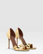 METALLIC LEATHER SANDAL WITH MIRROR EFFECT