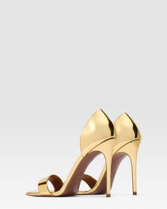 METALLIC LEATHER SANDAL WITH MIRROR EFFECT