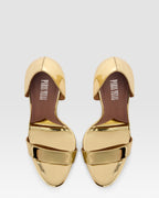 METALLIC LEATHER SANDAL WITH MIRROR EFFECT