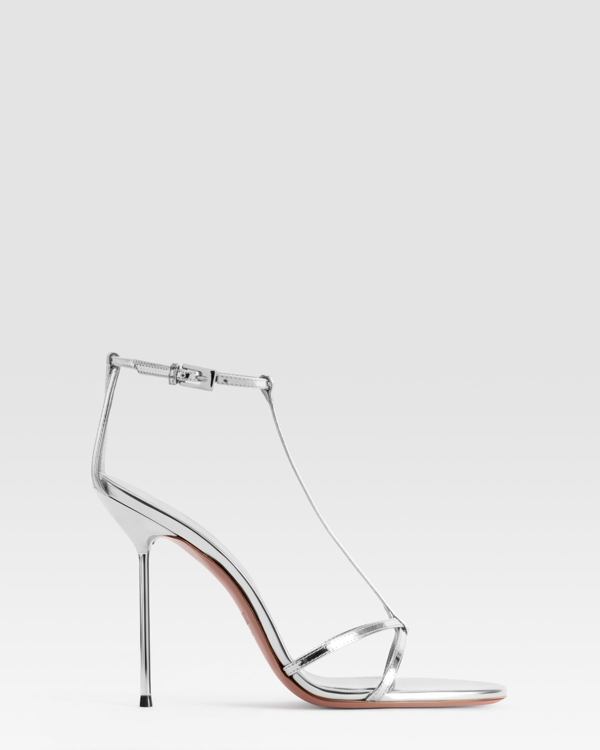 SANDALIA T-STRAP DE PIEL EFECTO ESPEJO
