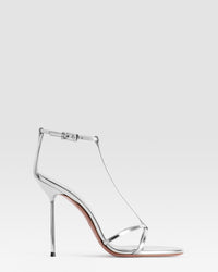 SPIEGELLEDER T-STRAP SANDALE — SILVER