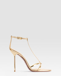 SPIEGELLEDER T-STRAP SANDALE — GOLD