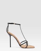 SANDALIA T-STRAP DE CHAROL Y CORCHO