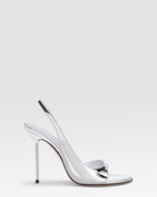 METALLIC LEATHER SANDAL WITH MIRROR EFFECT