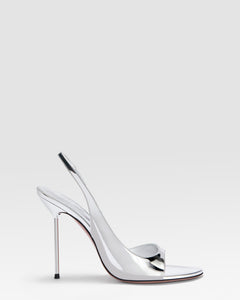 METALLIC LEATHER SANDAL WITH MIRROR EFFECT