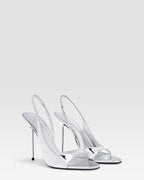 METALLIC LEATHER SANDAL WITH MIRROR EFFECT