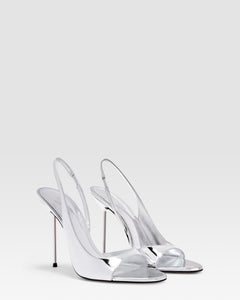 METALLIC LEATHER SANDAL WITH MIRROR EFFECT