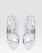 METALLIC LEATHER SANDAL WITH MIRROR EFFECT