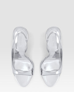METALLIC LEATHER SANDAL WITH MIRROR EFFECT