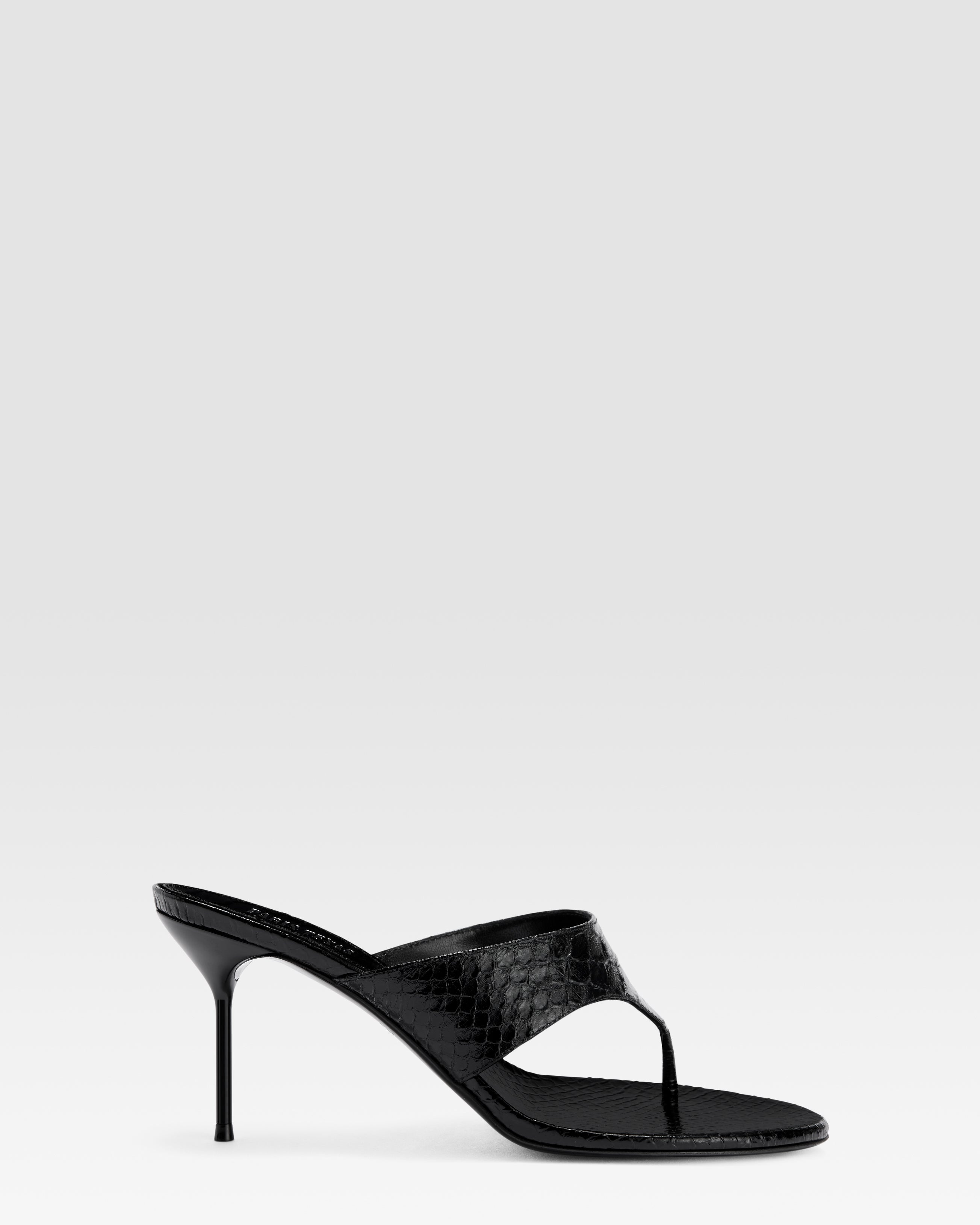 PYTHON-EFFECT LEATHER MULE