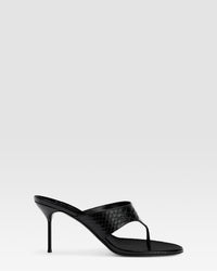 PYTHON-EFFECT LEATHER MULE — BLACK
