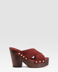 MULE AUS VELOURSLEDER — BRANDY