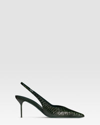 SLINGBACK EN CUIR IMPRIME PYTHON — GREEN NOIR