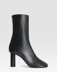 NAPPA ANKLE BOOT WITH PYTHON-PRINT LEATHER DETAIL — BLACK