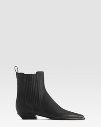 LEATHER ANKLE BOOT — BLACK