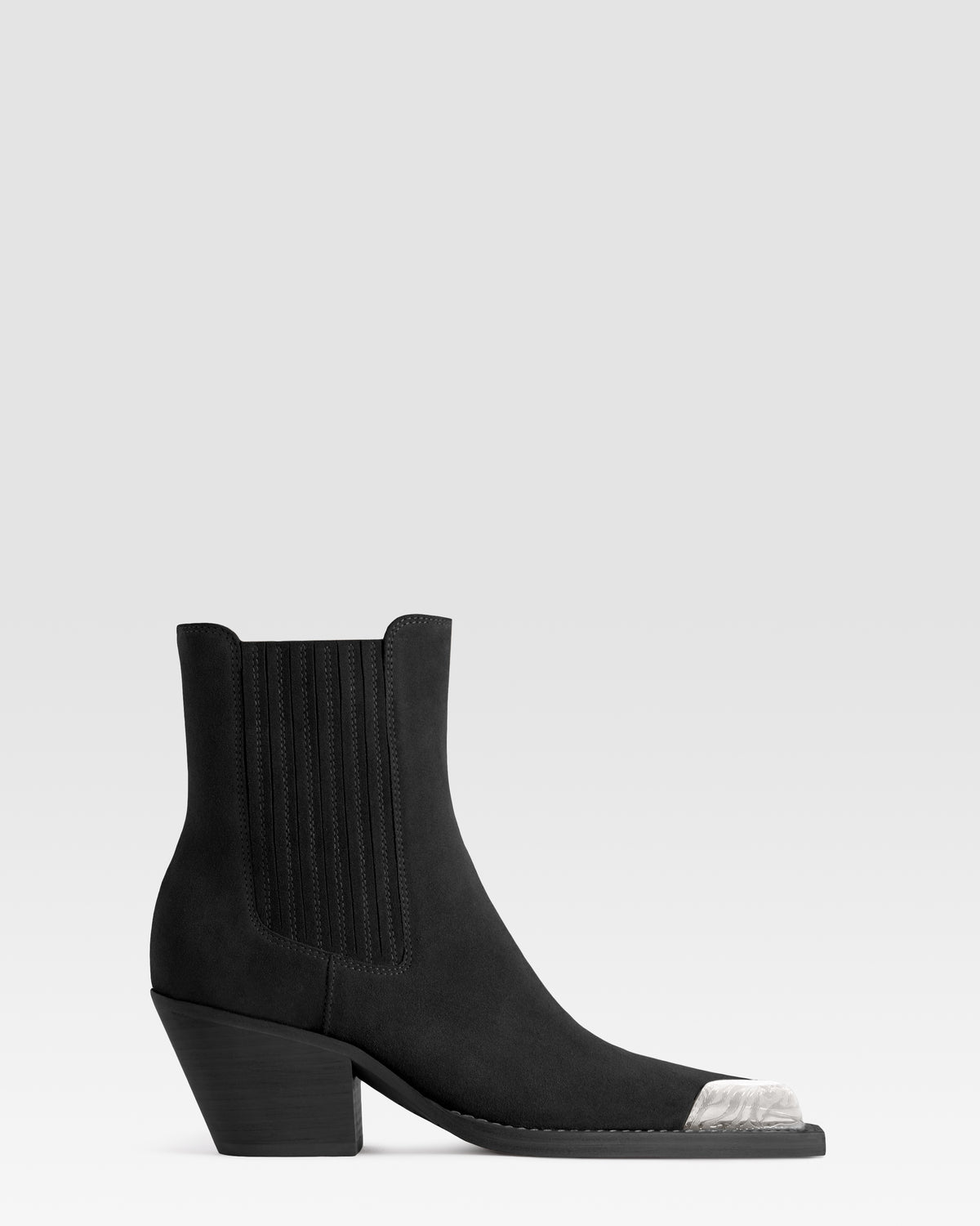 SUEDE WESTERN ANKLE BOOT WITH METAL TOE CAP