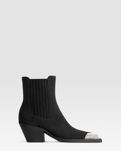 BOTIN ESTILO WESTERN DE ANTE CON PUNTERA METALICA