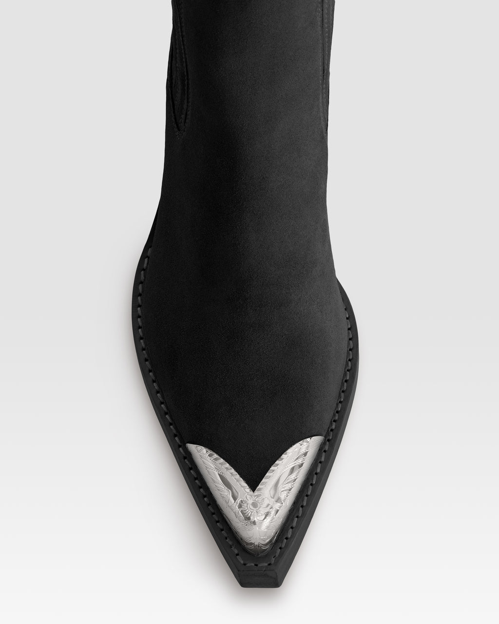 BOTIN ESTILO WESTERN DE ANTE CON PUNTERA METALICA