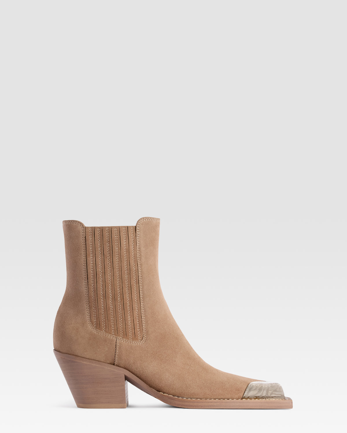 SUEDE WESTERN ANKLE BOOT WITH METAL TOE CAP