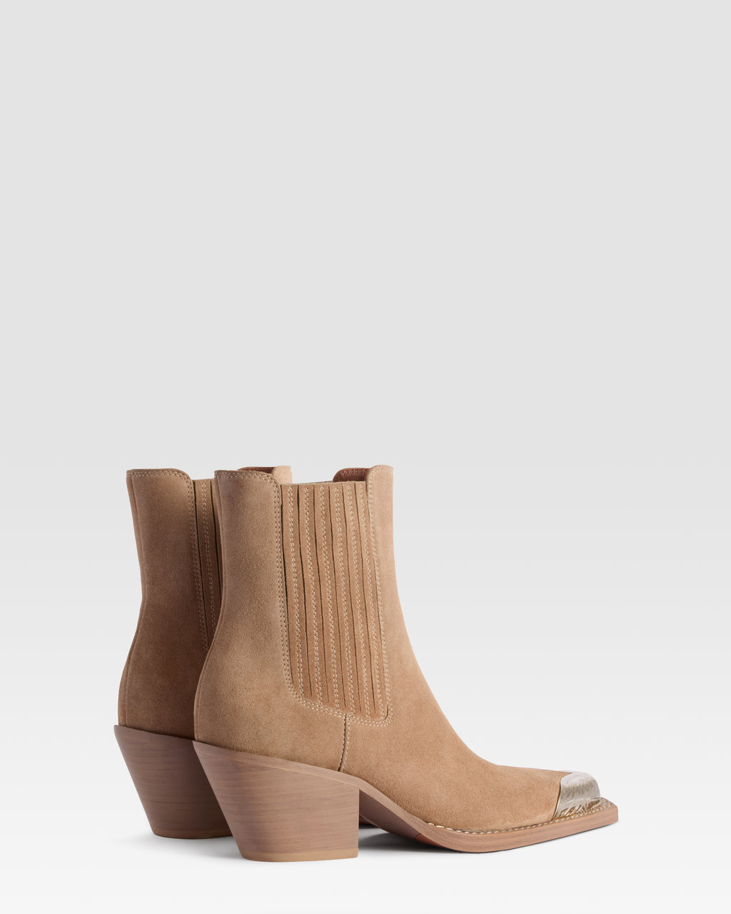 SUEDE WESTERN ANKLE BOOT WITH METAL TOE CAP