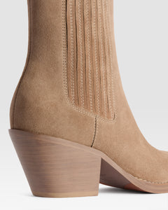 SUEDE WESTERN ANKLE BOOT WITH METAL TOE CAP