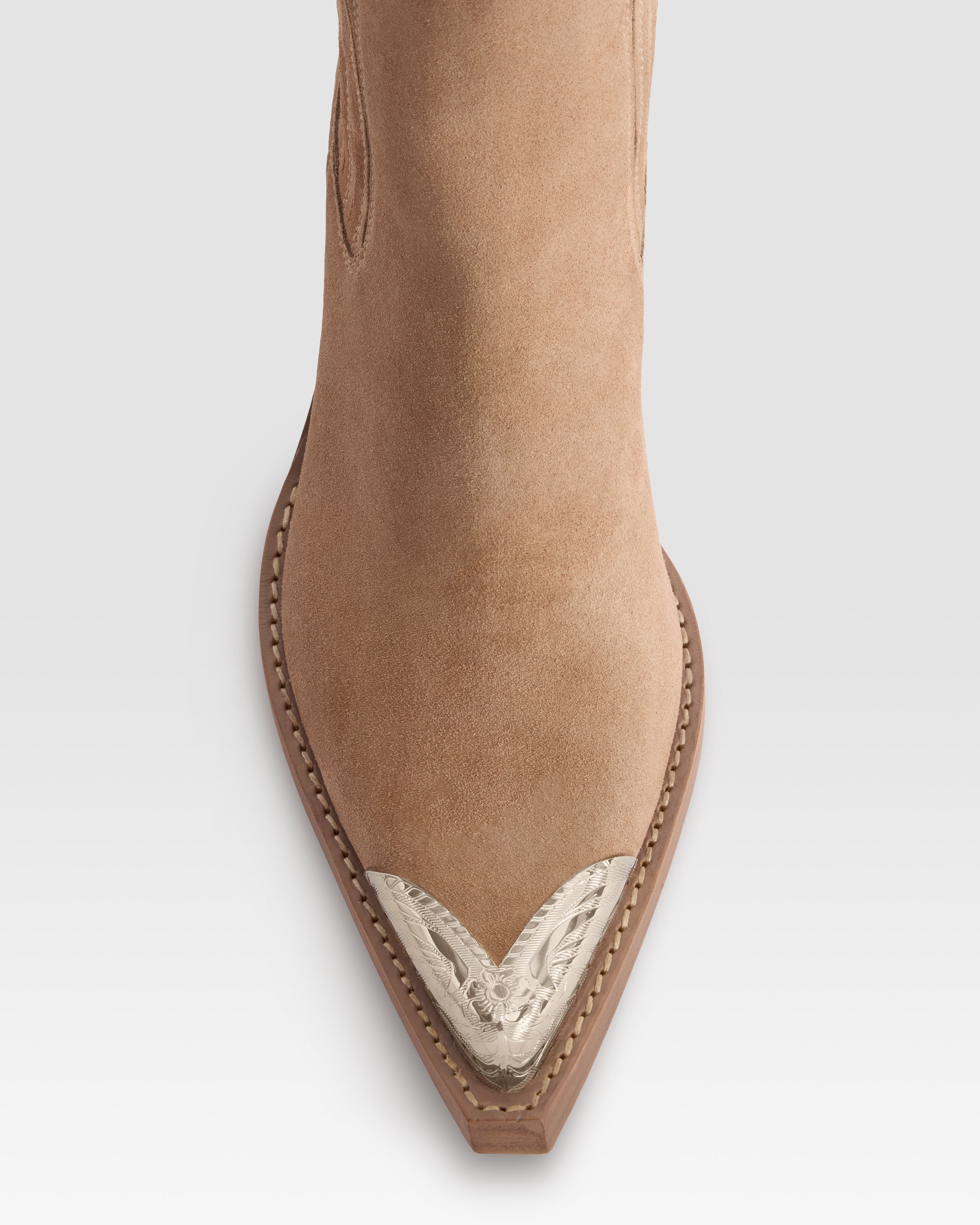 SUEDE WESTERN ANKLE BOOT WITH METAL TOE CAP