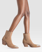 SUEDE WESTERN ANKLE BOOT WITH METAL TOE CAP