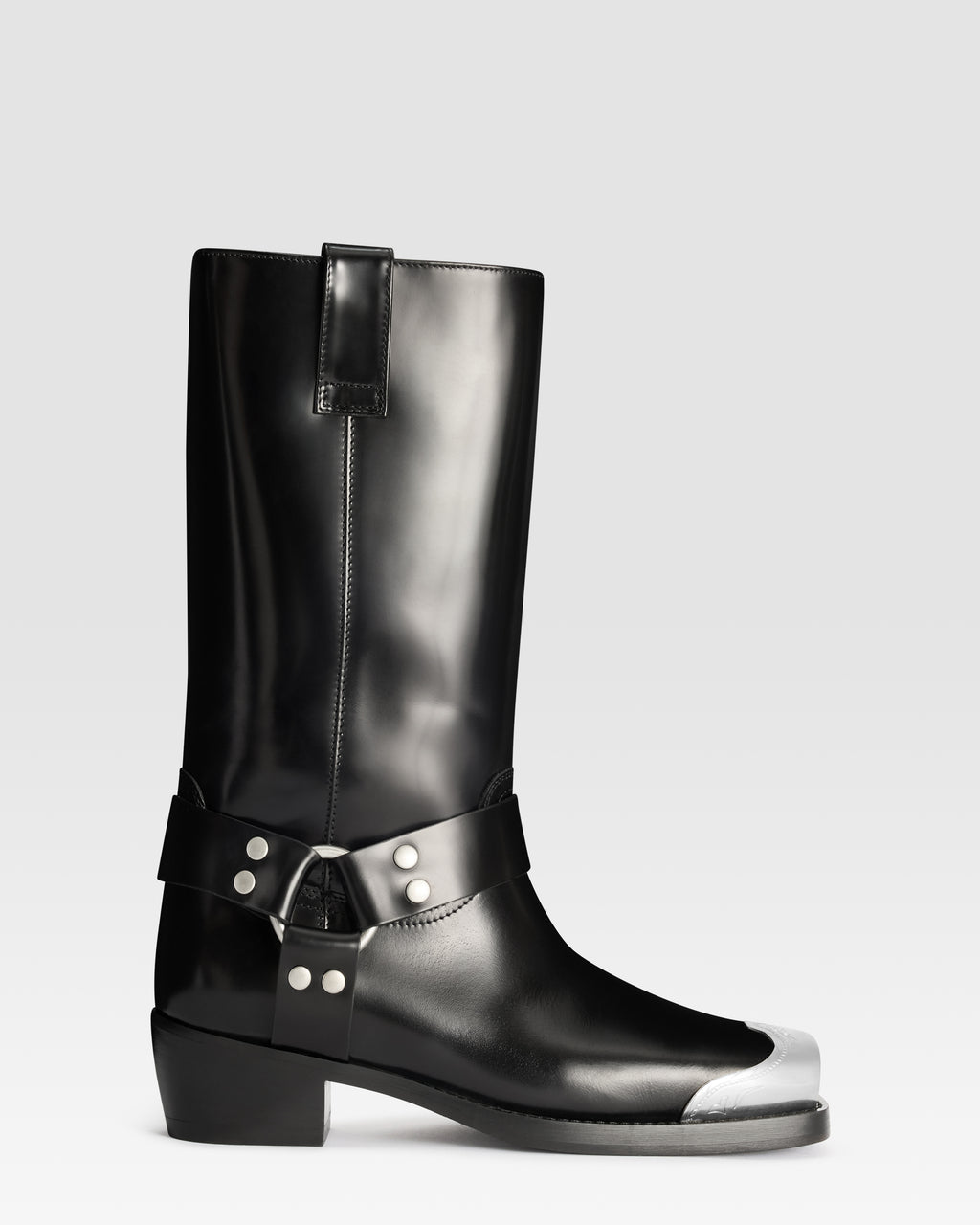 BOTTE EN CUIR BROSSE AVEC EMBOUT METALLIQUE