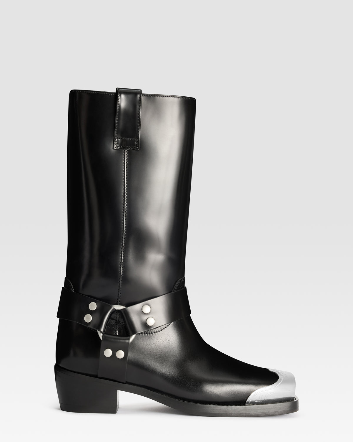 BRUSHED LEATHER BOOT WITH METAL TOE CAP