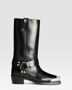 BOTTE EN CUIR BROSSE AVEC EMBOUT METALLIQUE