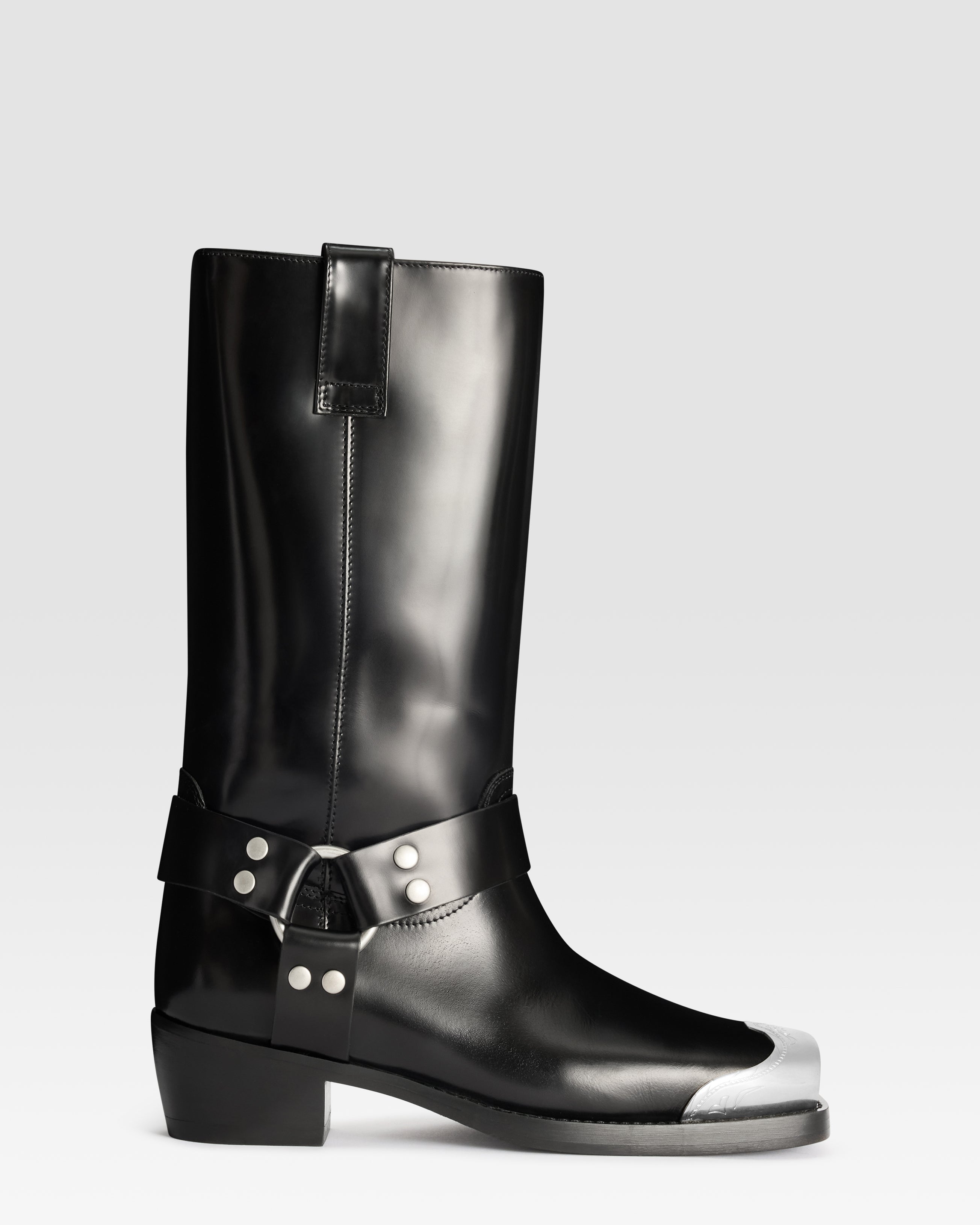 BOTTE EN CUIR BROSSE AVEC EMBOUT METALLIQUE