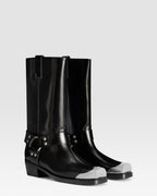 BOTTE EN CUIR BROSSE AVEC EMBOUT METALLIQUE