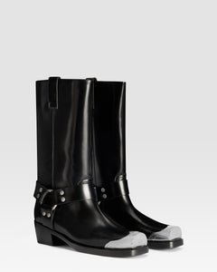 BOTTE EN CUIR BROSSE AVEC EMBOUT METALLIQUE