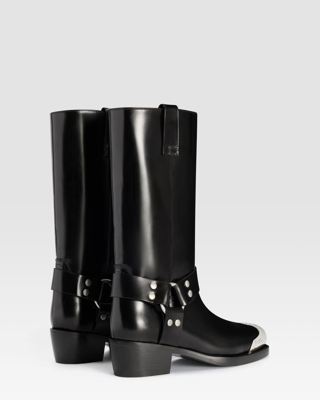 BOTTE EN CUIR BROSSE AVEC EMBOUT METALLIQUE